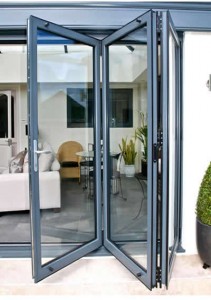 Aluminium Bifold Doors 17 FrontOpenGrey